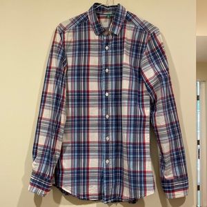 Benetton Men’s Plaid Button Down Shirt